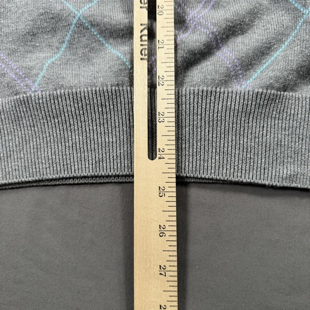 Bobby Jones Sweater Vest Mens Large Gray Quarter Zip‎ Argyle Pima Cotton Golf